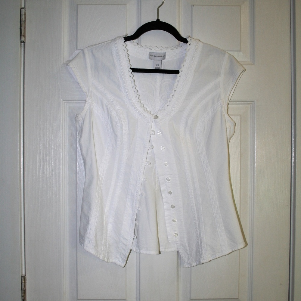 Soft Surroundings Embroidered Back Button Down - image 1